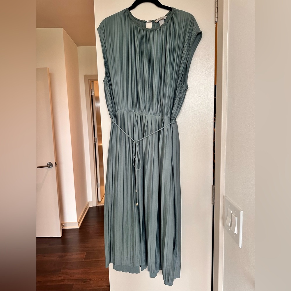 H&M Teal Pleated Maxi Dress